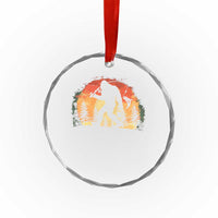 Bigfoot Fishing Crystal Glass Ornament Funny Retro Sasquatch Fisherman Dad - Wonder Print Shop