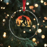 Bigfoot Fishing Crystal Glass Ornament Funny Retro Sasquatch Fisherman Dad - Wonder Print Shop