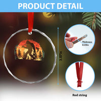 Bigfoot Fishing Crystal Glass Ornament Funny Retro Sasquatch Fisherman Dad - Wonder Print Shop