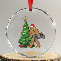 Bigfoot Gamer Christmas Crystal Glass Ornament Funny Sasquatch Gaming Xmas - Wonder Print Shop