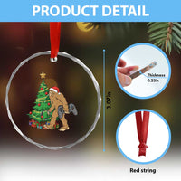 Bigfoot Gamer Christmas Crystal Glass Ornament Funny Sasquatch Gaming Xmas TS14