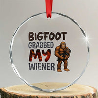 Bigfoot Grabbed My Wiener Crystal Glass Ornament Funny Dog Lover Gift TS12