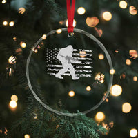 Bigfoot Gun Owner Crystal Glass Ornament Camo US American Flag Sasquatch Rifle - Wonder Print Shop