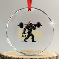 Bigfoot Gym Christmas Crystal Glass Ornament Funny Sasquatch Bodybuilding Weightlifting TS14