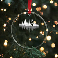 Bigfoot In The Forest Crystal Glass Ornament Sasquatch Trees Reflection Wildlife Nature Outdoor Wild Retro - Wonder Print Shop