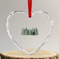 Bigfoot In The Forest Sasquatch Yeti Heart Crystal Glass Ornament - Wonder Print Shop