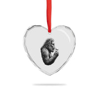 Bigfoot Mushroom Heart Crystal Glass Ornament Vintage Sasquatch Art Mystical Nature Lover Retro