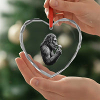 Bigfoot Mushroom Heart Crystal Glass Ornament Vintage Sasquatch Art Mystical Nature Lover Retro