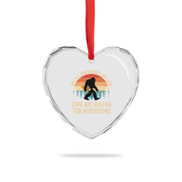 Bigfoot Mushroom Lovers Heart Crystal Glass Ornament Retro Sasquatch Fungi Morel Mushroom