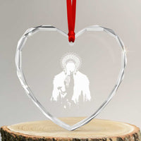 Bigfoot Native American Chief Heart Crystal Glass Ornament Hunting Spear Warrior Graphic