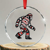 Bigfoot Native American Northwest Coast Art Crystal Glass Ornament