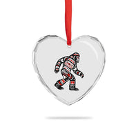 Bigfoot Native American Northwest Coast Art Heart Crystal Glass Ornament