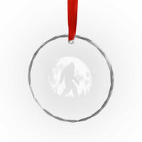 Bigfoot Night Stroll Crystal Glass Ornament Cool Full Moon & Trees Sasquatch - Wonder Print Shop