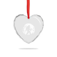 Bigfoot Night Stroll Heart Crystal Glass Ornament Cool Full Moon & Trees Sasquatch - Wonder Print Shop