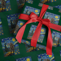 Bigfoot Racing Wrapping Paper Roll Sasquatch Checkered Flag Starry Night Van Gogh - Wonder Print Shop