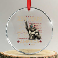 Bigfoot Sasquatch USA 250th Anniversary Crystal Glass Ornament Retro 250 Years 1776 2026 4th of July Independence Day
