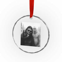 Bigfoot Selfie Christmas Crystal Glass Ornament Sasquatch Yeti Rock On Hand TS14