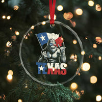 Bigfoot Texas Crystal Glass Ornament Sasquatch Loves Rock On Hand Texan Texas Flag - Wonder Print Shop