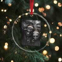 Bigfoot UFO Selife Crystal Glass Ornament Sasquatch Ailen Rock On Hand Christmas TS14