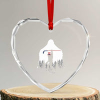 Bigfoot USA Ice Hockey 4th of July Heart Crystal Glass Ornament Funny Sasquatch Patriotic American Flag