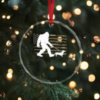 Bigfoot Walking Dachshund Crystal Glass Ornament Sasquatch Camo American Flag USA Military Patriotic - Wonder Print Shop