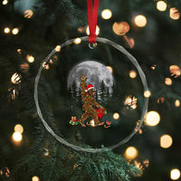 Bigfoot Xmas Tree Lights Crystal Glass Ornament Believe Bigfoot Santa Hat Sasquatch Loves Rock On TS10
