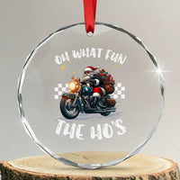 Biker Grandpa Santa on Motorcycle Xmas Crystal Glass Ornament Funny Oh What Fun It Is To Ride TS10