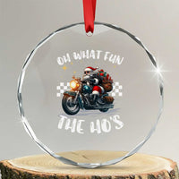 Biker Grandpa Santa on Motorcycle Xmas Crystal Glass Ornament Funny Oh What Fun It Is To Ride TS10