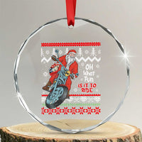 Biker Santa Claus Crystal Glass Ornament Christmas Motorcycle Oh What Fun It Is To Ride Ugly Sweater TS02