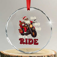 Biker Santa Claus Crystal Glass Ornament Ho Ho Ho Let's Ride Xmas TS02