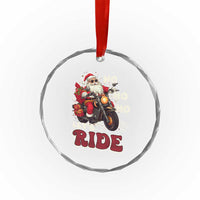 Biker Santa Claus Crystal Glass Ornament Ho Ho Ho Let's Ride Xmas TS02