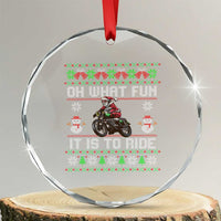 Biker Santa Claus Crystal Glass Ornament Oh What Fun It Is To Ride Motorcycle Christmas Ugly Sweater TS02