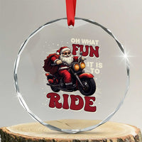 Biker Santa Claus Crystal Glass Ornament Oh What Fun It Is To Ride Motorcycle Xmas TS02
