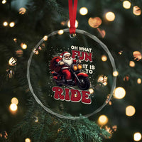 Biker Santa Claus Crystal Glass Ornament Oh What Fun It Is To Ride Motorcycle Xmas TS02