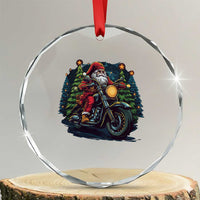 Biker Santa Claus Crystal Glass Ornament Riding Motorcycle Christmas TS02