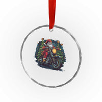 Biker Santa Claus Crystal Glass Ornament Riding Motorcycle Christmas TS02