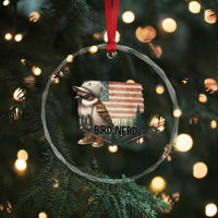 Bird Nerd Crystal Glass Ornament Funny Bird Watching Patriotic American Flag - Wonder Print Shop
