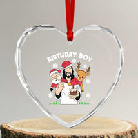 Birthday Boy Jesus Christmas Heart Crystal Glass Ornament Christian Xmas - Wonder Print Shop
