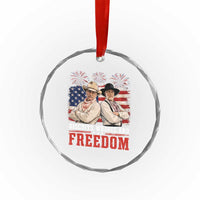 Biscuits Whores And Freedom Funny Western Cowboy 4th of July Crystal Glass Ornament