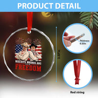Biscuits Whores And Freedom Funny Western Cowboy 4th of July Crystal Glass Ornament