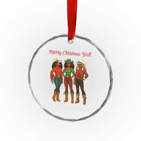Black African American Cowgirl Christmas Crystal Glass Ornament Retro Western Howdy - Wonder Print Shop