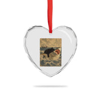 Black Cat Biting Shark Anime Graphic Japanese Heart Crystal Glass Ornament Vintage Graphic Ukiyo-e Art