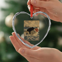 Black Cat Biting Shark Anime Graphic Japanese Heart Crystal Glass Ornament Vintage Graphic Ukiyo-e Art