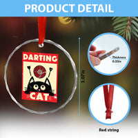 Black Cat Dart Thrower Crystal Glass Ornament Cat Lover Dartist Gift - Wonder Print Shop