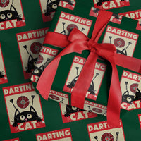 Black Cat Dart Thrower Wrapping Paper Roll Cat Lover Dartist Gift - Wonder Print Shop