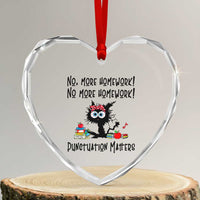 Black Cat English Teacher Gift Heart Crystal Glass Ornament No More Homework Punctuation Matters Grammar Humor
