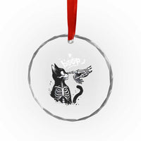 Black Cat Halloween Crystal Glass Ornament Skeleton Hand Boop TS14