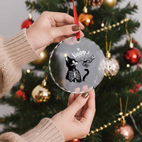 Black Cat Halloween Crystal Glass Ornament Skeleton Hand Boop - Wonder Print Shop