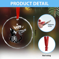 Black Cat Halloween Crystal Glass Ornament Skeleton Hand Boop TS14