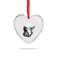 Black Cat Halloween Heart Crystal Glass Ornament Skeleton Hand Boop - Wonder Print Shop